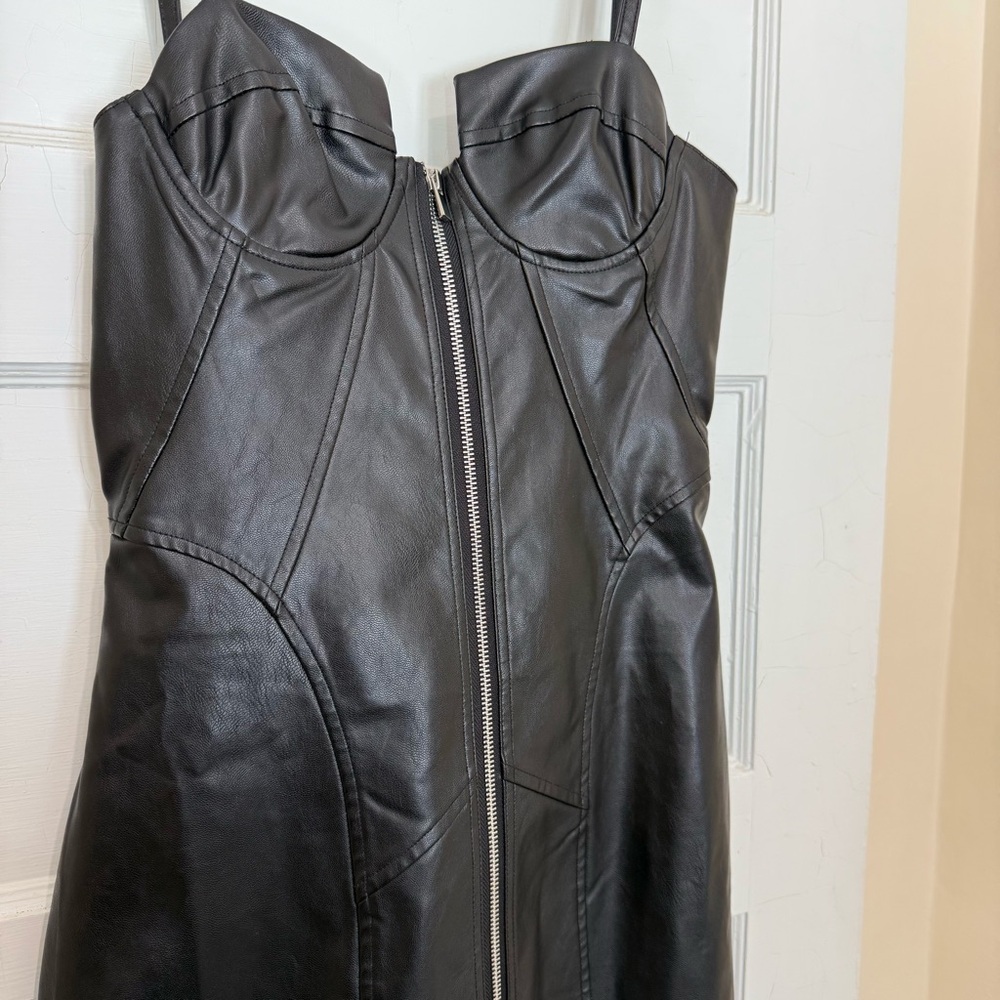 NWT Mistress Rocks Faux Leather Samba Cupped Bustier Dress Black Small Sexy - Picture 12 of 16